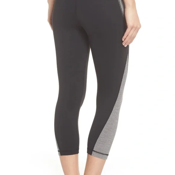 Zella High Waist Crop Leggings Stripe Panel XS - Picture 5 of 6